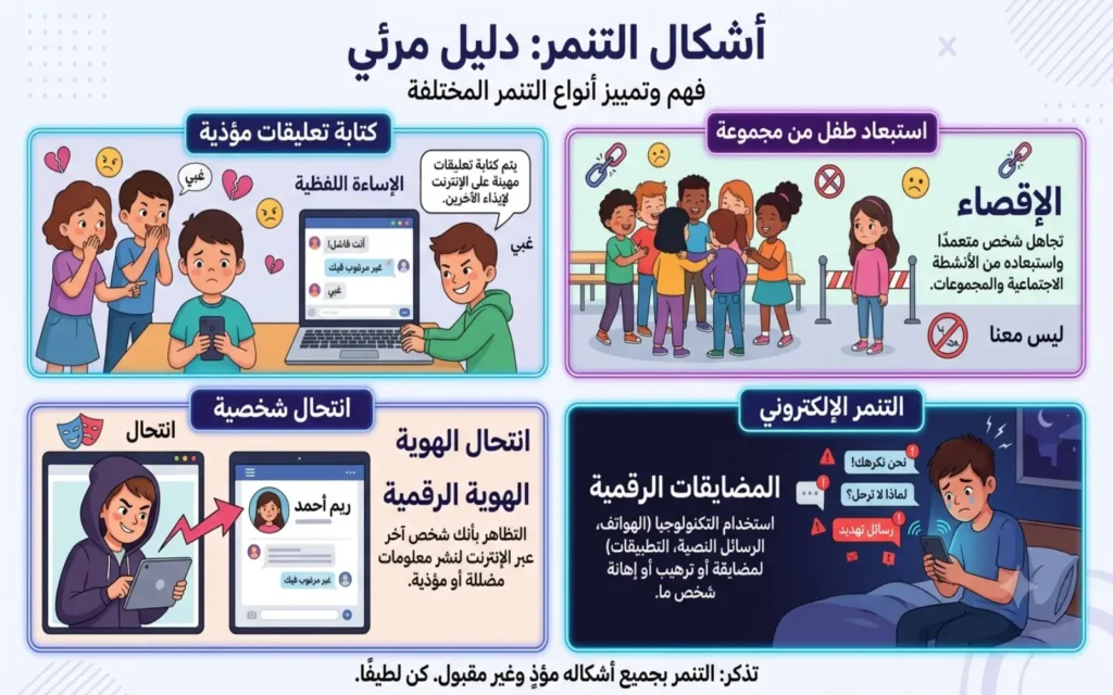 أشكال التنمر الإلكتروني واللفظي لدى الأطفال واليافعين